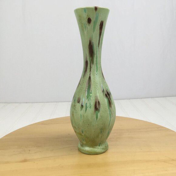 Unbranded Other - Drip Speckled Distressed Pottery Vase Green Brown
